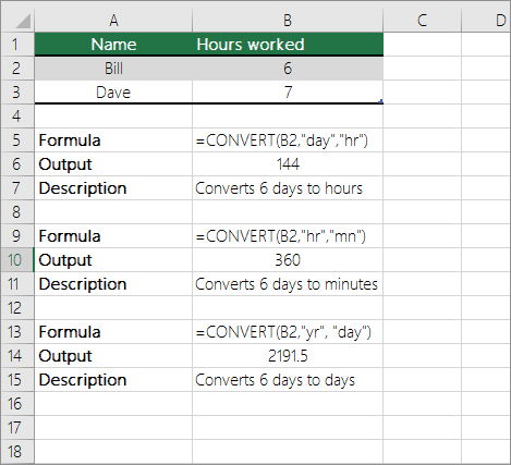 Example: Convert between time units