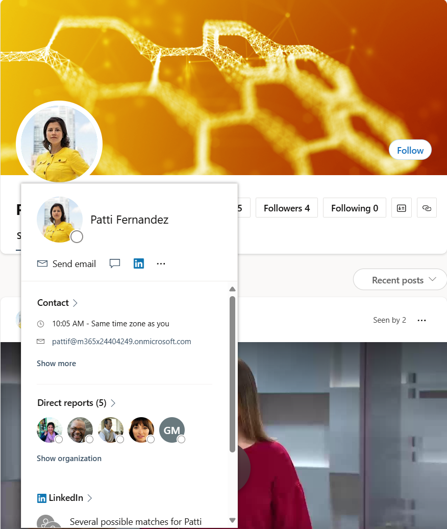 Sample storyline profile info