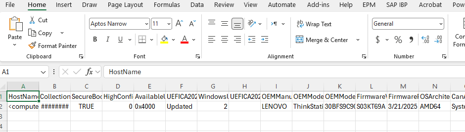 Sample CSV file generated