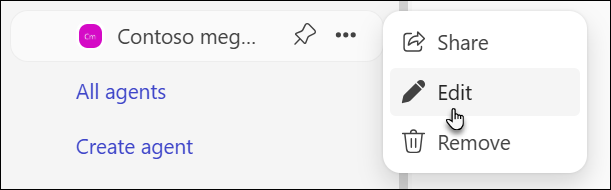 screenshot of editing agent in bizchat