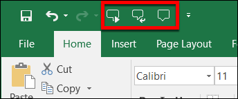 speech commands excel quick access toolbar