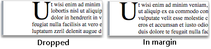 Dropped and in margin capital letters