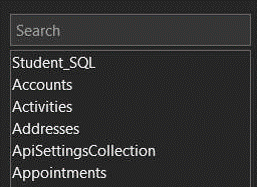 The Search box for the Add Tablest Task pane