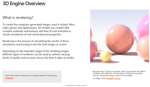 Screenshot from the 3D Engine Overview section of the 3D Content Guidelines