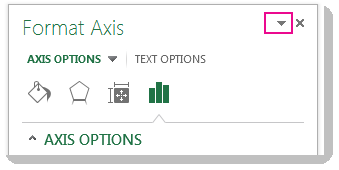 Top part of the Format Axis pane with the chevron highlighted
