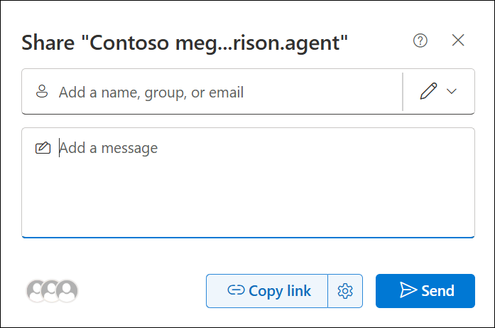 screenshot of sharing an agent from bizchat