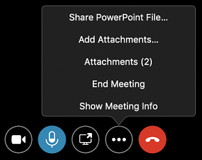 Attachments commands in More Options menu