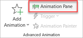 Where to find the Animation Pane toggle on the Animations tab.