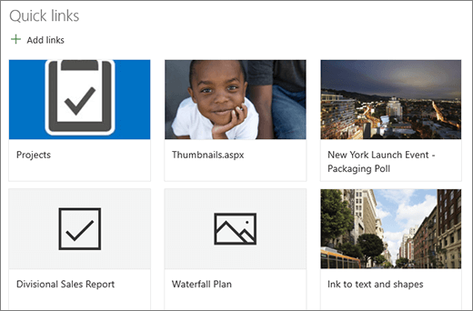 Viewing quick links in the grid layout