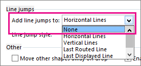 Select None to eliminate line jumps from connector lines.
