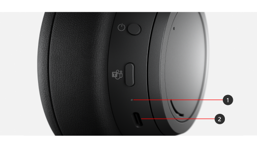 LED light and USB-C port on Surface Headphones