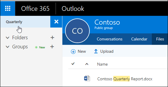 Use the search box at the top left corner of the window to search your files by keywords