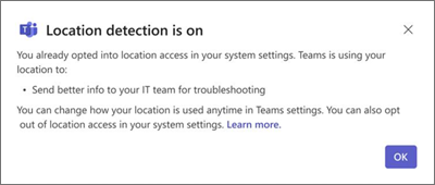 Teams location detection on