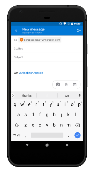 Capturing a photo in Outlook Mobile