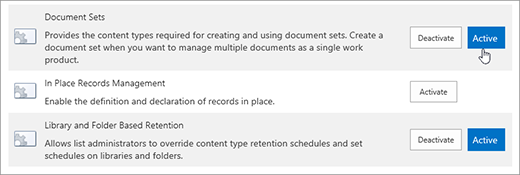 Samples of theSite Collection features that you can can make active for SharePoint