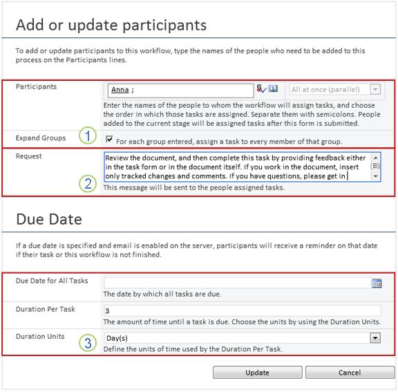 Change form for future tasks