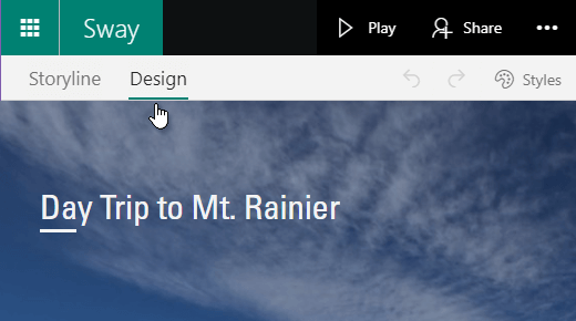 Click the Design tab to preview the current Sway
