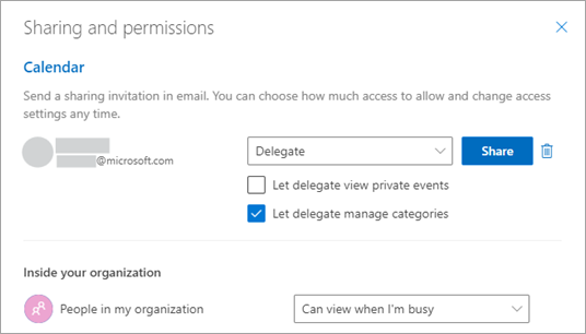 Check the box next to Let delegate manage categories