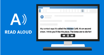 Read Aloud icon on the left and a message with highlighted text