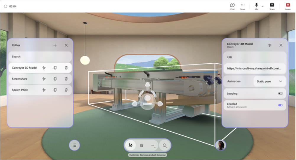 Screenshot showing how to customize objects in immersive events.