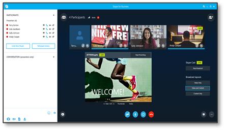 SkypeCast event broadcast page for event team