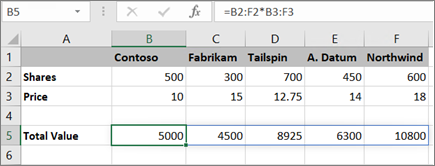 An example of array formula calculating multiple results