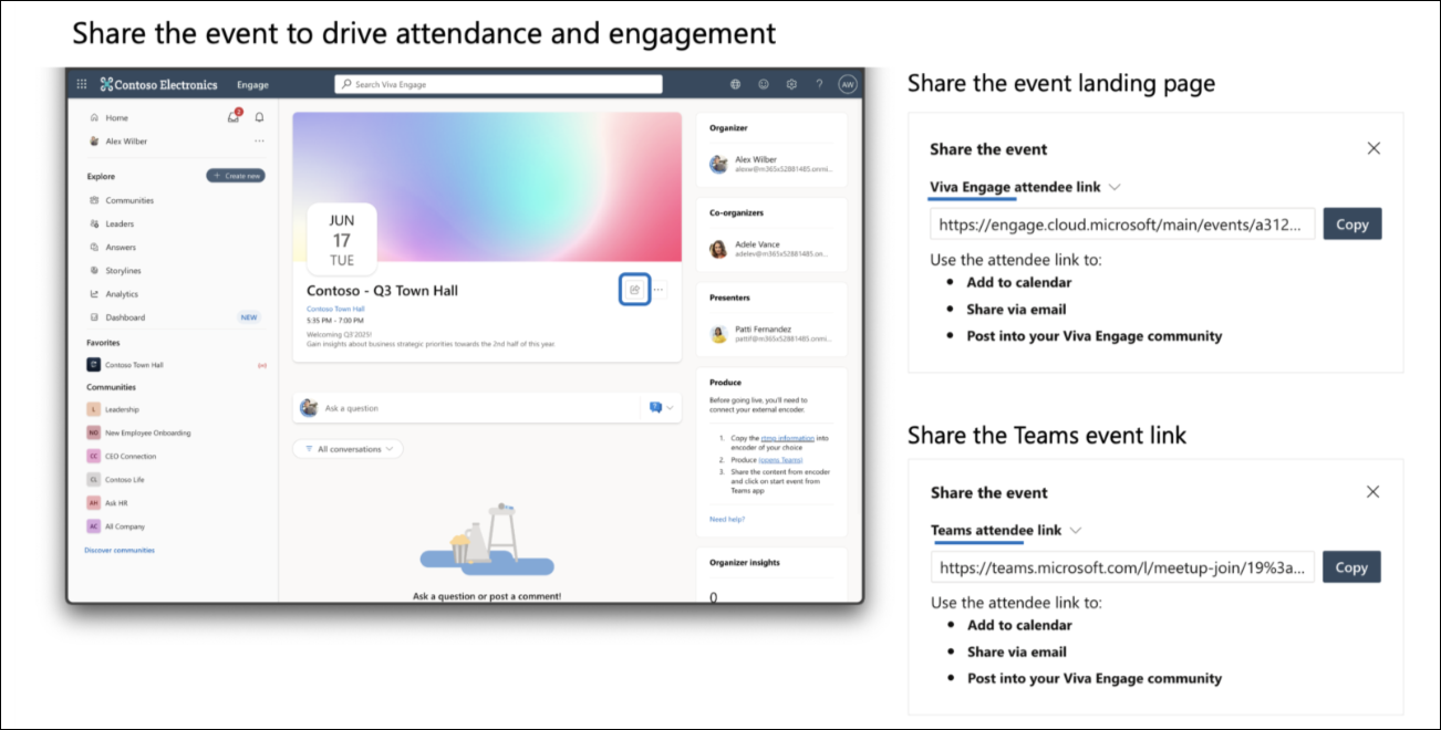 Share the event link or the event landing page