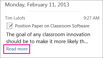 Screenshot of collapsed story IM with Read more prompt highlighted