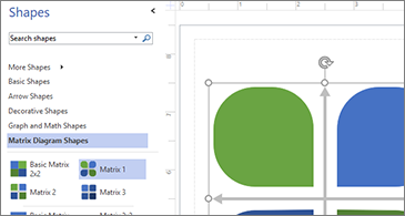 List of available shapes in the left half of the image and the selected shape in the right half