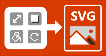 Four buttons on the left side and an SVG image on the rght side, and an arrow in between